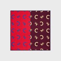 ผ้าผืนสี่เหลี่ยมผ้าไหมทวิลล์ - สีฟ๊อกซ์เรด/สีน้ำตาล -  - 1 | CELINE