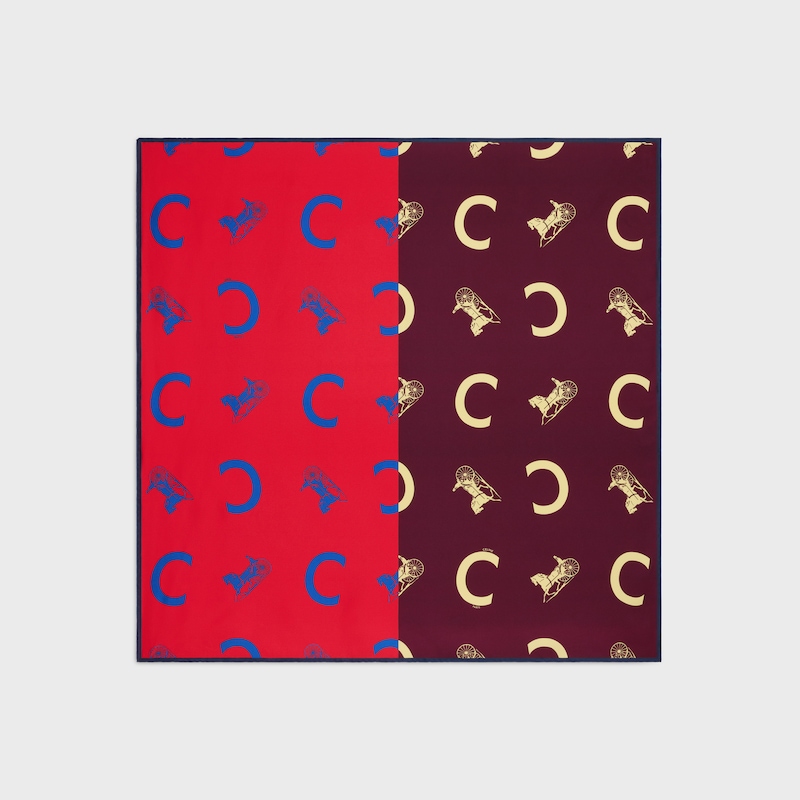 桑蠶絲斜紋布方巾 - 狐紅色/棕色 -  - 1 | CELINE