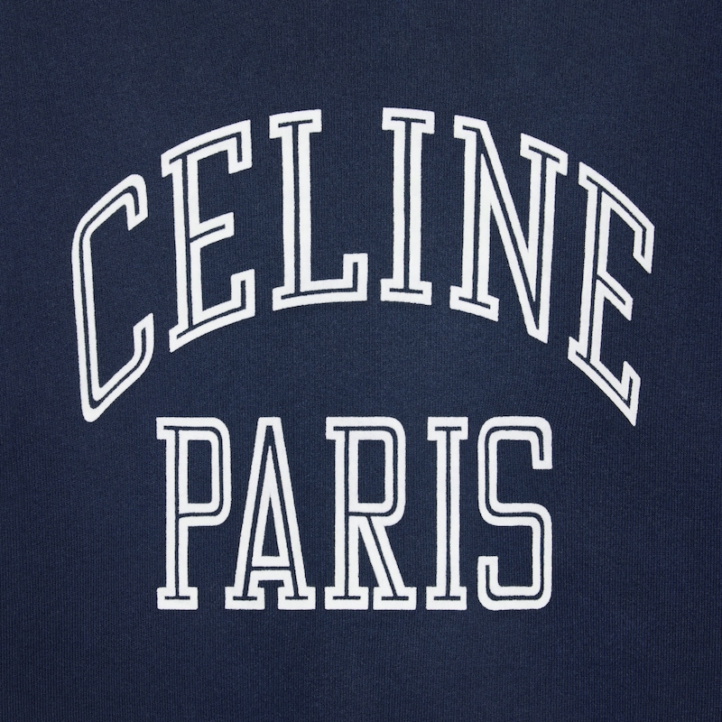 Camisola com capuz larga em fleece de algodão - AZUL-MARINHO/OFF WHITE - - 1 | CELINE