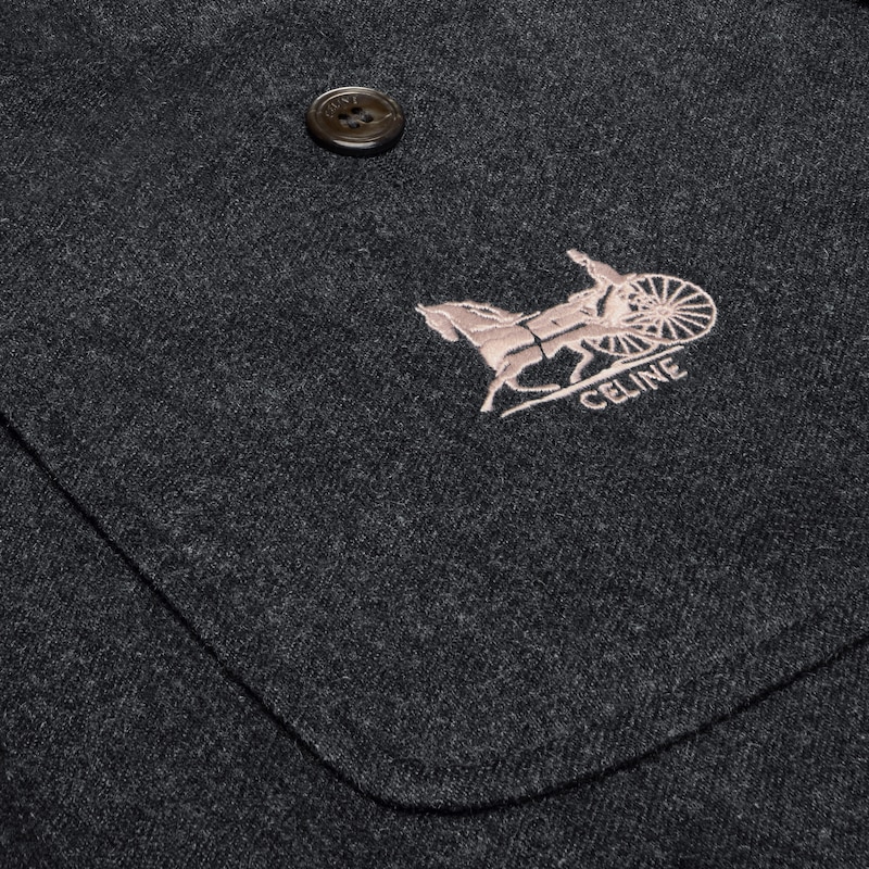 羊絨法蘭絨長褲 - 碳灰色 -  - 1 | CELINE