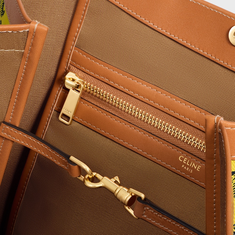 BOLSO SHOPPER MEDIANO CON SOLAPA DE LONA TRIOMPHE - AMARILLO / AZUL MARINO - BOLSOS DE HOMBRO - 1 | CELINE