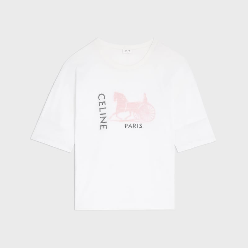 double-layers t-shirt IN FINE COTTON JERSEY - WHITE/BLACK/RED -  - 1 | CELINE