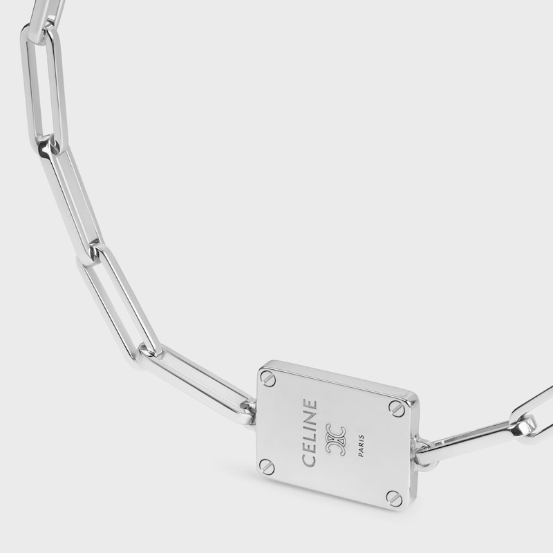 TRIOMPHE TAG BRACELET IN BRASS WITH RHODIUM FINISH - SILVER - BRACELETS & RINGS - 1 | CELINE