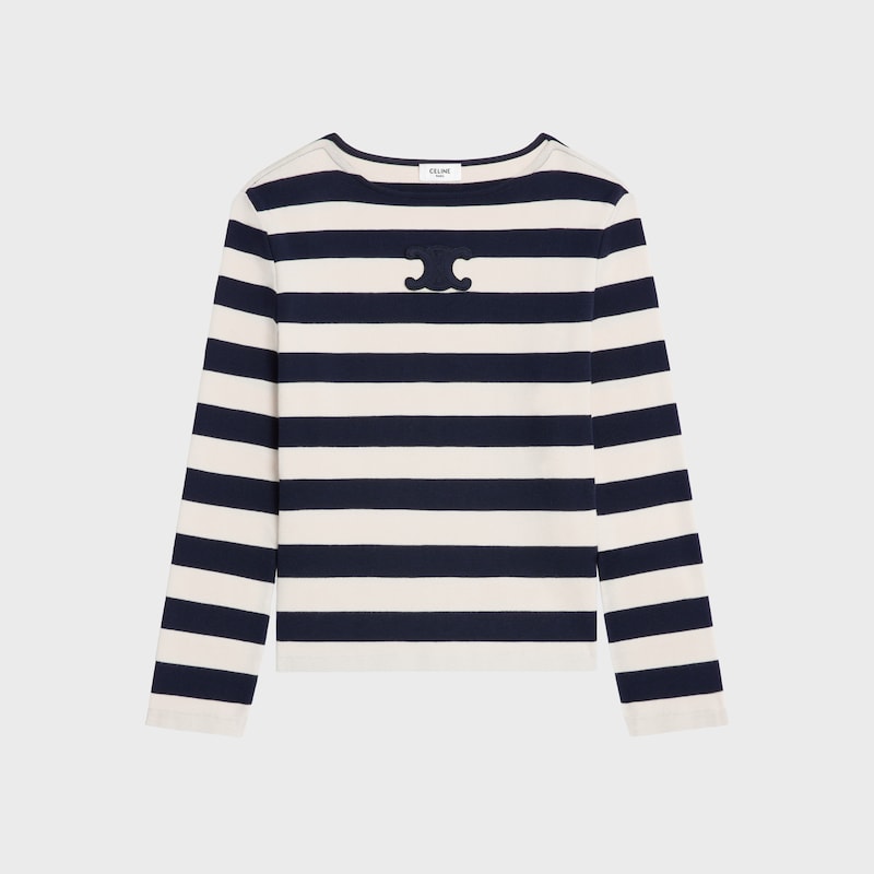 t-shirt triomphe marini&egrave;re jersey coton - NAVY / CREAM -  - 1 | CELINE