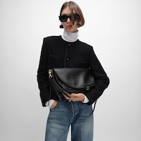 HALFMOON SOFT TRIOMPHE BAG IN SUPPLE SHINY LAMBSKIN - BLACK - SHOULDER BAGS - 2 | CELINE