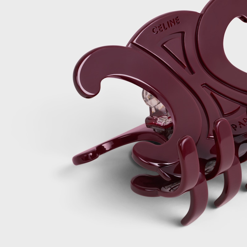 Celine Large Hair Claw in Acetate - BURGUNDY - HAIR ACCESSORIES - 1 | CELINE