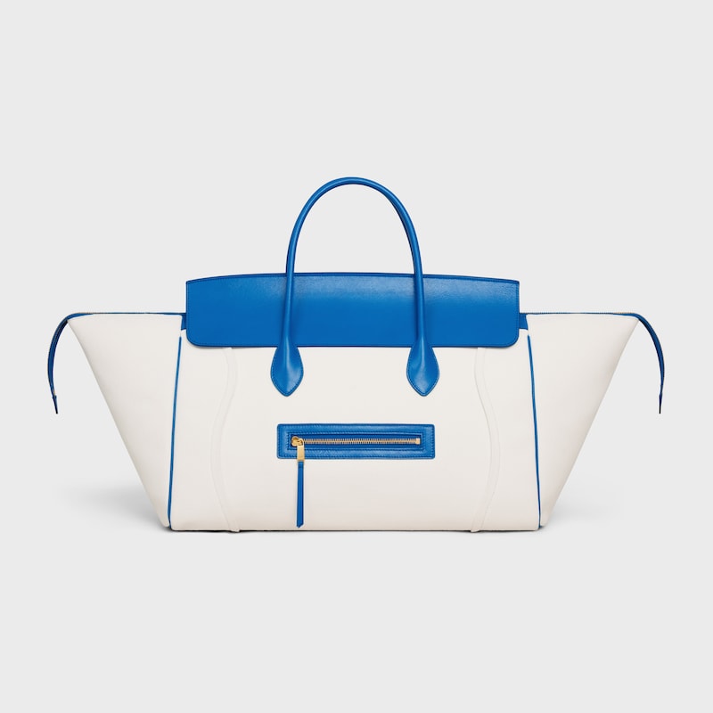 BIG LUGGAGE IN textile and calfskin - NATURAL / ULTRA BLUE - NEW - 1 | CELINE