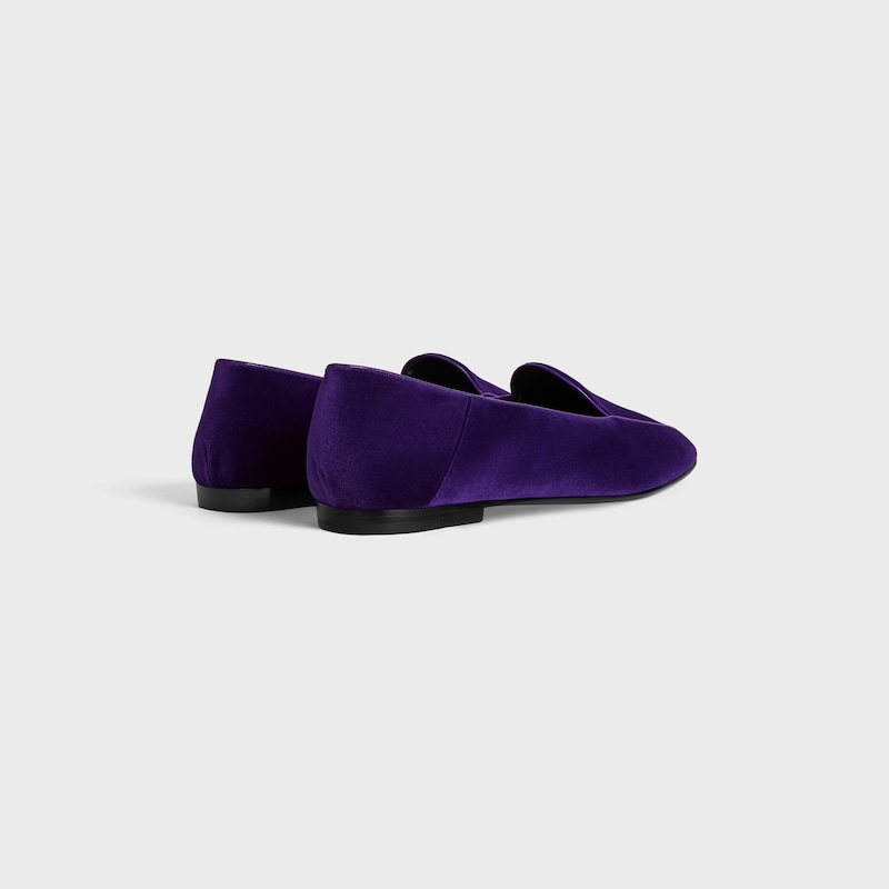 AURA LOAFER WITH TRIOMPHE IN Velvet - PURPLE -  - 1 | CELINE