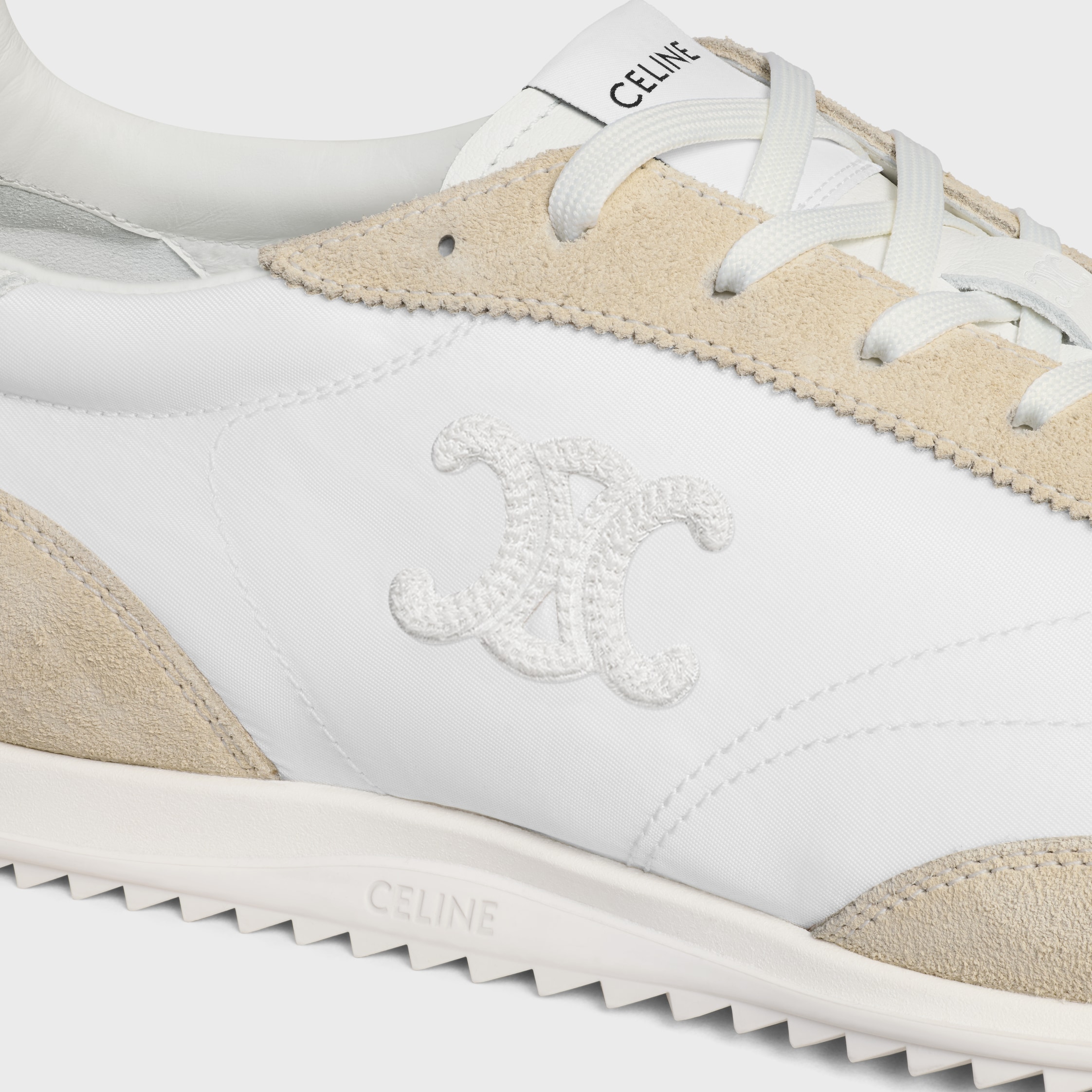CELINE RACER LOW LACE-UP SNEAKER WITH TRIOMPHE IN NYLON