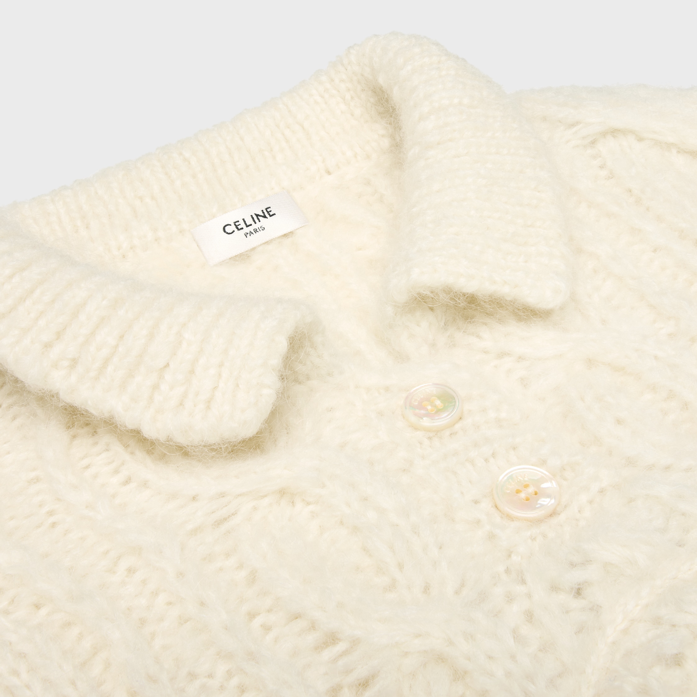 sweater IN aran mohair and wool - OFF WHITE | CELINE