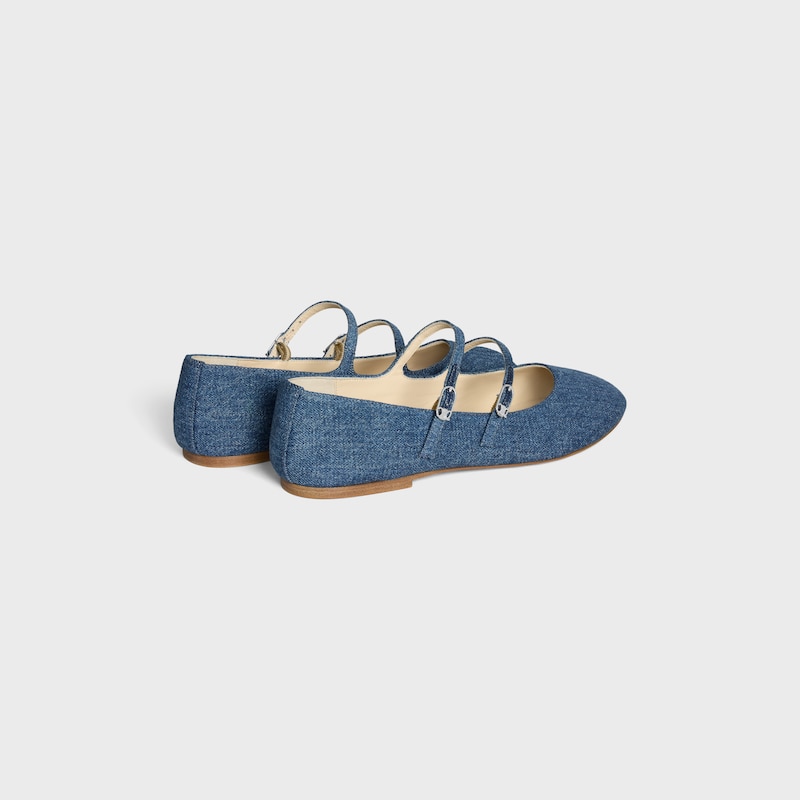 LES BALLERINES CELINE DOPPELRIEMEN-BALLERINA AUS DENIM - BLAU -  - 1 | CELINE