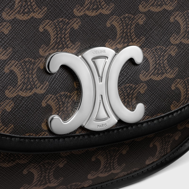 MEDIUM BESACE TRIOMPHE IN TRIOMPHE CANVAS AND CALFSKIN - BLACK - TRIOMPHE CANVAS - 1 | CELINE