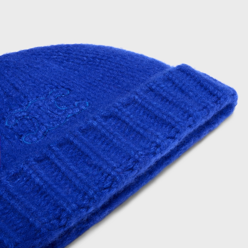 triomphe beanie IN cashmere and silk - BLEU ROI -  - 1 | CELINE