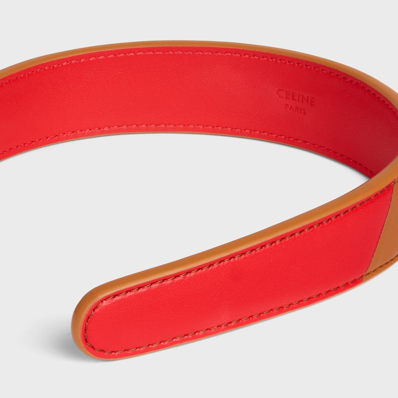 CELINE BICOLOR HEADBAND IN LAMBSKIN - TAN / RED - HAIR ACCESSORIES - 1 | CELINE