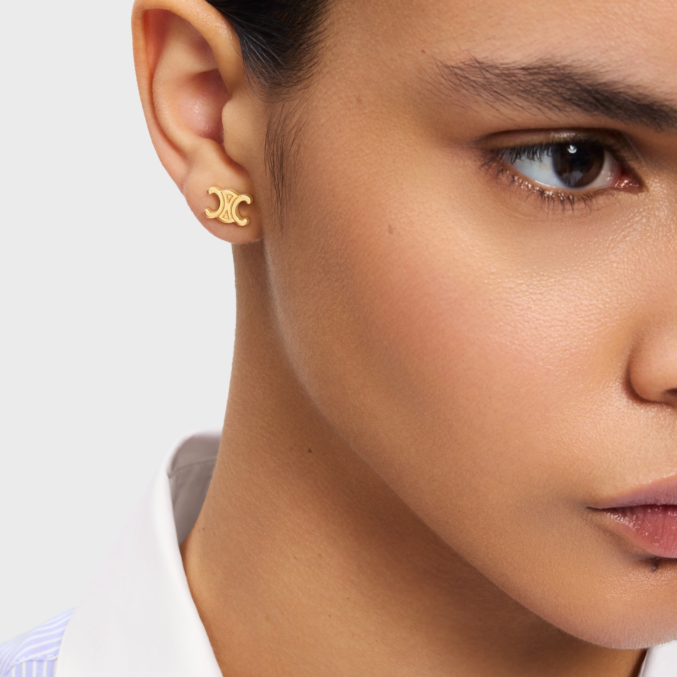 Triomphe Studs in Brass with Gold Finish - GOLD | CELINE