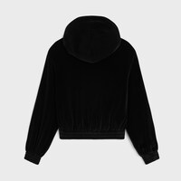 loose zip up hoodie IN velvet jersey - BLACK/WHITE -  - 2 | CELINE