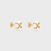 Les Perles Celine Studs in Strass, Resin Pearls and Brass with Gold Finish - GOLD / IVORY - EARRINGS - 2 | CELINE