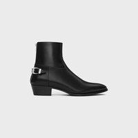 CELINE DRUGSTORE BACK BUCKLE ZIPPED BOOT in Shiny calfskin - BLACK -  - 1 | CELINE