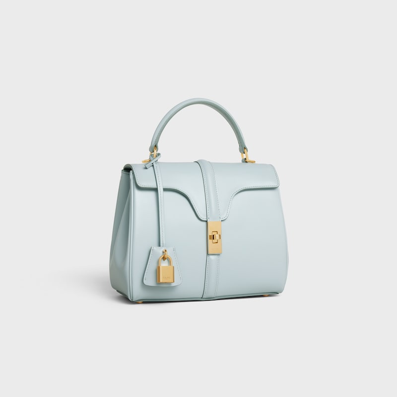 Small 16 Bag in satinated calfskin - SOFT BLUE - TOP-HANDLE BAGS - 1 | CELINE