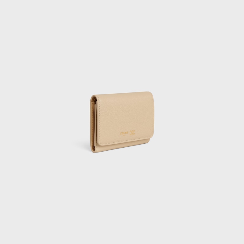 FINE WALLET TRIOMPHE STAMP IN GRAINED SUPPLE CALFSKIN - DEEP IVORY / SANDCASTLE - WALLETS - 1 | CELINE