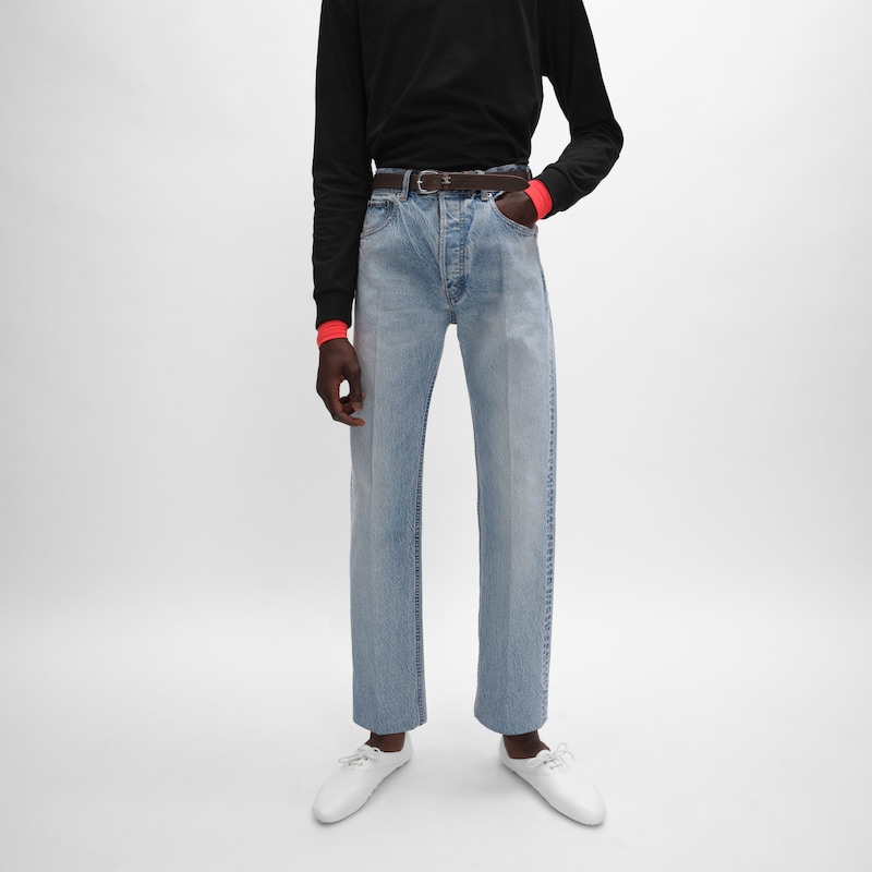 boyfriend jeans 001 IN COTTON DENIM - POWDER BLUE -  - 1 | CELINE