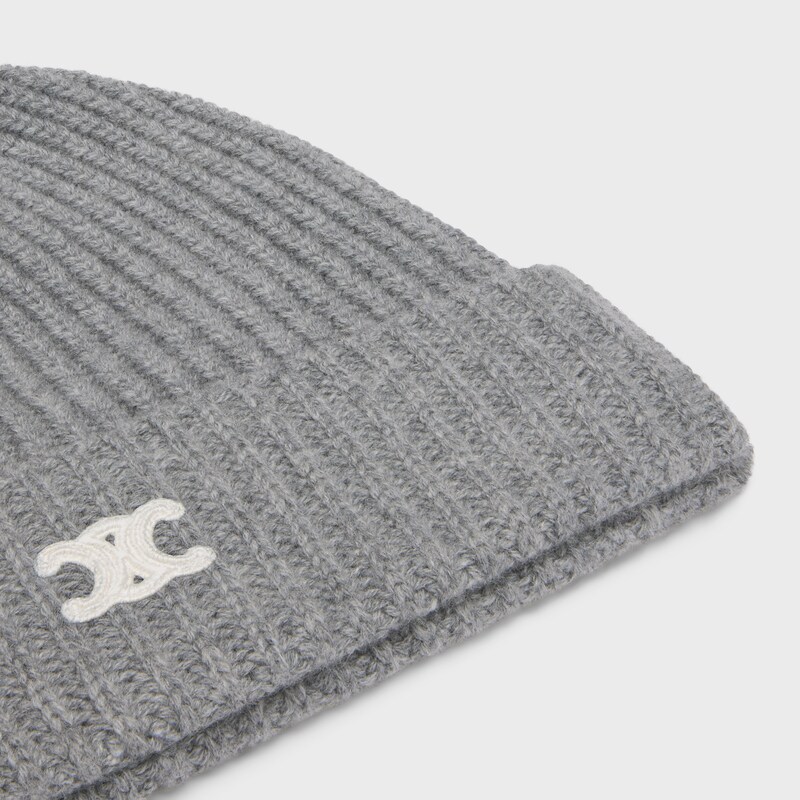 triomphe beanie in scottish cashmere - MEDIUM GREY -  - 1 | CELINE