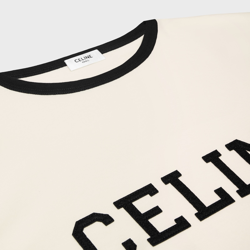T-shirt regular Celine in jersey di cotone - Bianco sporco/Nero -  - 1 | CELINE