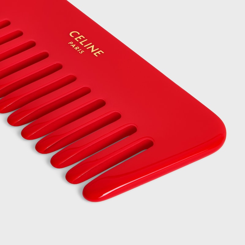 Small Hair Comb With Case in Smooth Calfskin - SYRAH / ULTRA RED - BEAUTY ACCESSORIES - 1 | CELINE