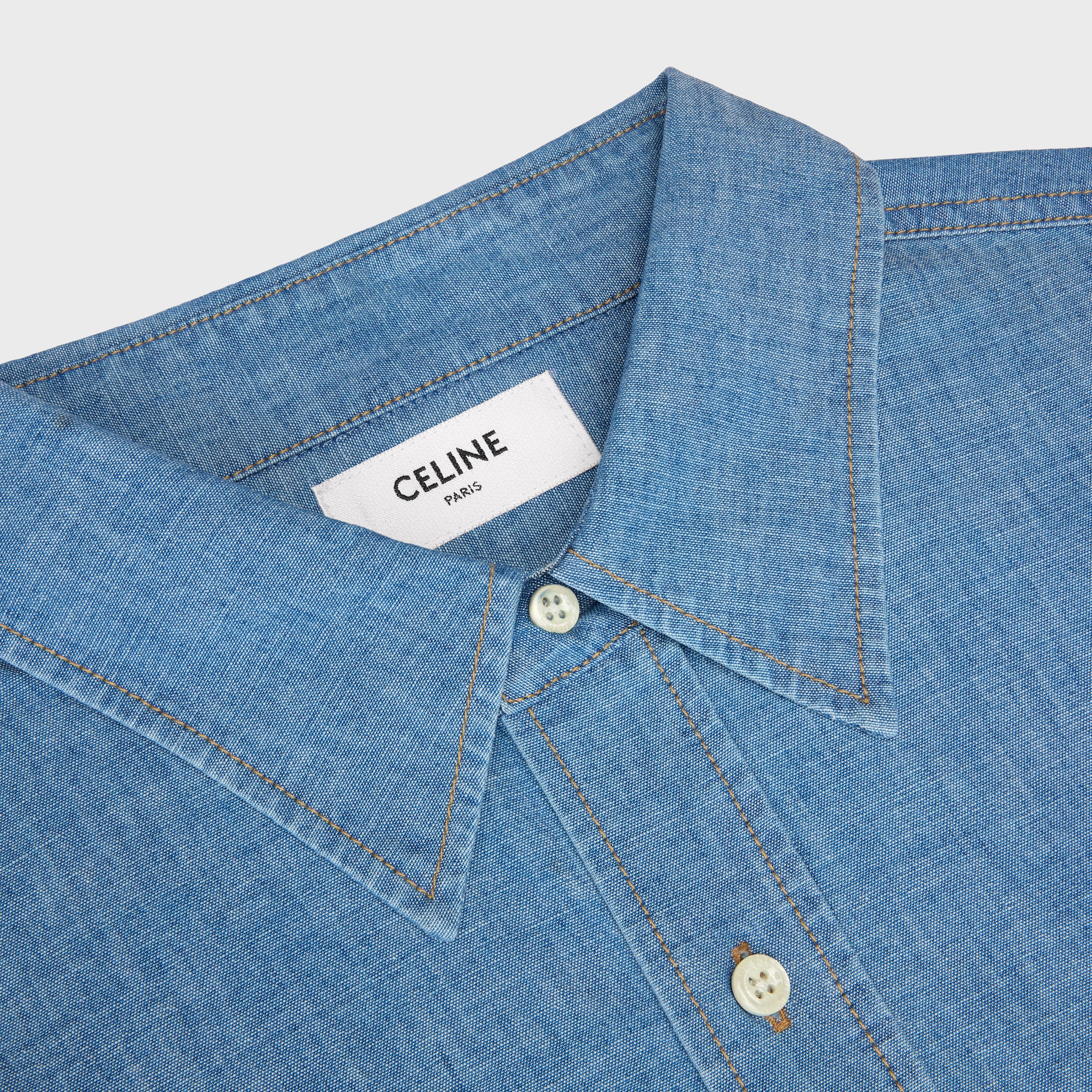 overshirt IN cotton denim - STONE BIO WASH | CELINE