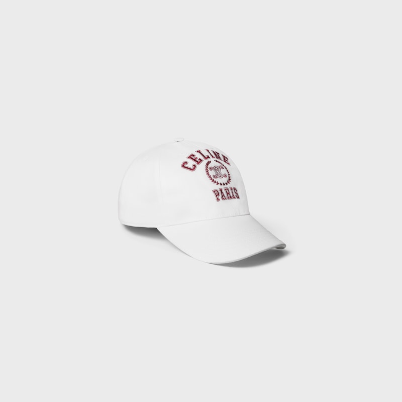 baseball cap IN WASHED COTTON GABARDINE - WHITE / BORDEAUX -  - 1 | CELINE