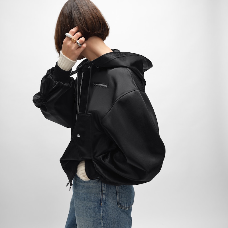 棉緞夾克 - 黑色 -  - 1 | CELINE