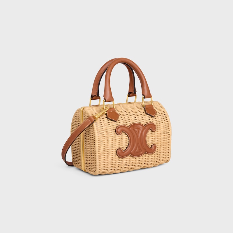 SMALL BOSTON cuir triomphe in WICKER AND CALFSKIN - NATURAL / TAN - TOP-HANDLE BAGS - 1 | CELINE