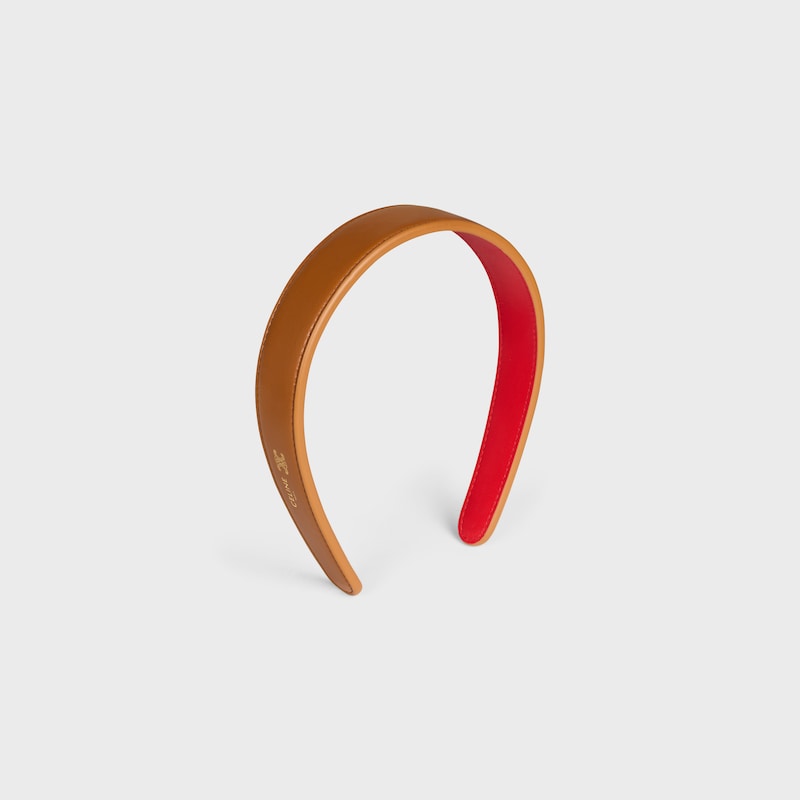CELINE BICOLOR HEADBAND IN LAMBSKIN - TAN / RED - HAIR ACCESSORIES - 1 | CELINE