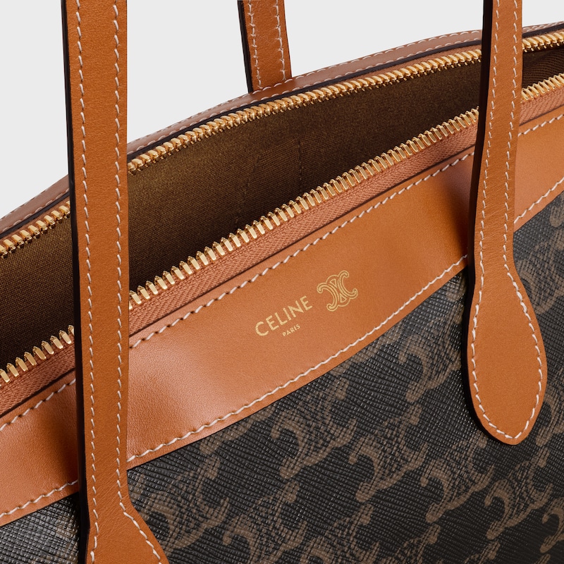 SMALL DUFFLE BAG IN TRIOMPHE CANVAS AND NATURAL CALFSKIN - MIEL - TRIOMPHE CANVAS - 1 | CELINE