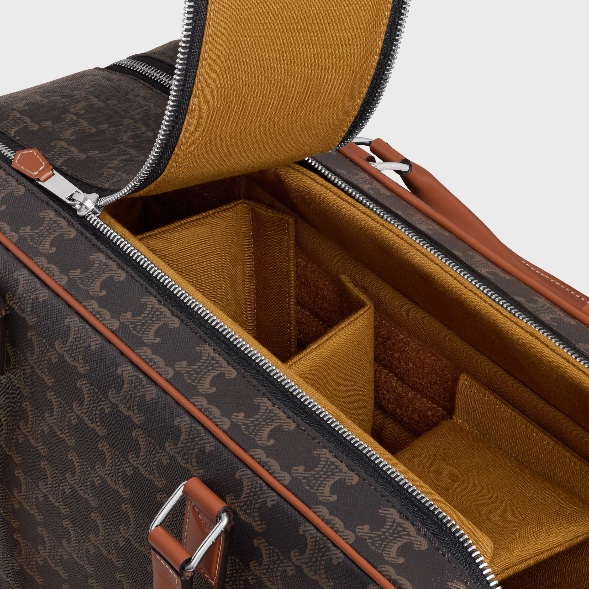 LARGE CAMERA BAG IN TRIOMPHE CANVAS AND CALFSKIN - TAN | CELINE