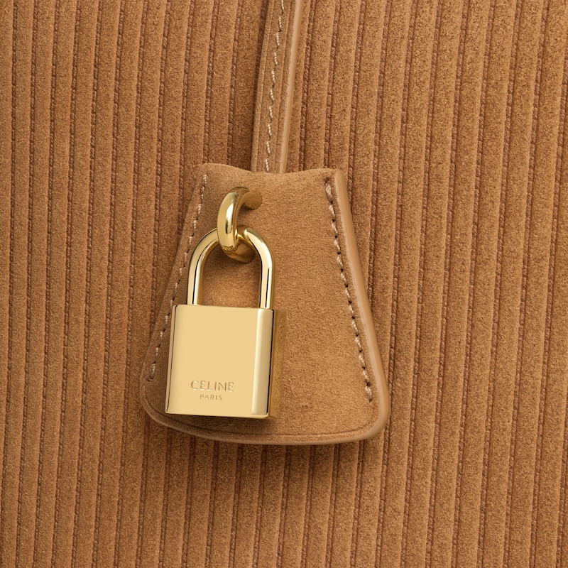 CELINE CONTI BAG in STRIPED SUEDE CALFSKIN - TOBACCO - TOP-HANDLE BAGS - 1 | CELINE