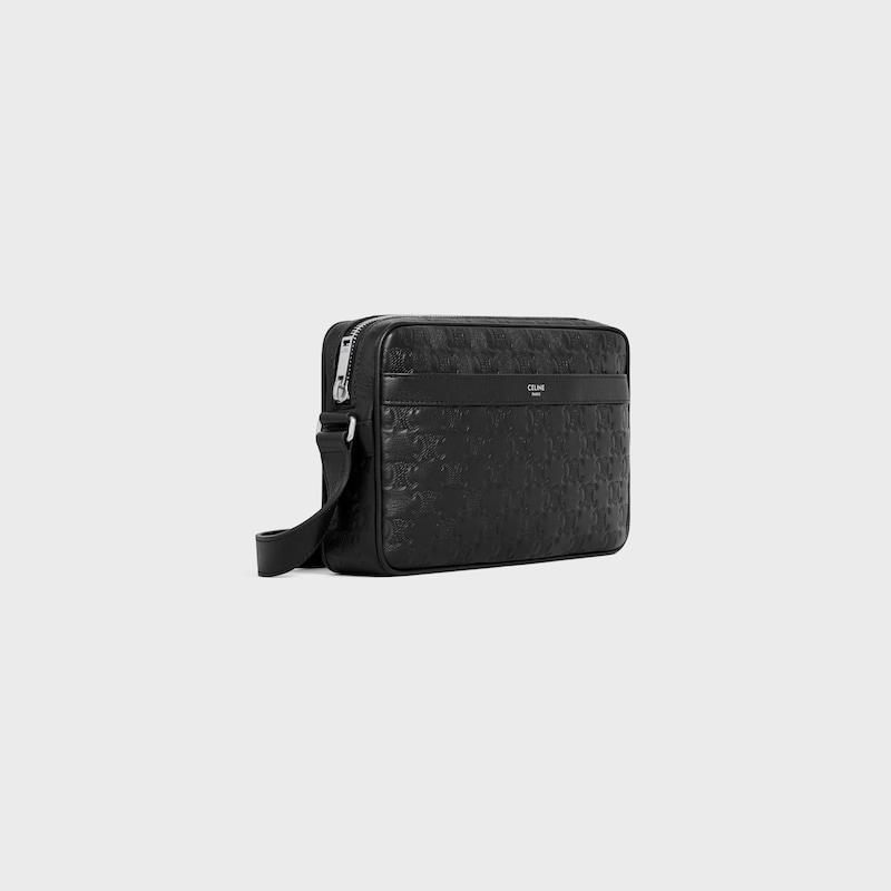 Medium messenger bag IN Calfskin with triomphe embossed - BLACK - CROSS-BODY BAGS - 1 | CELINE