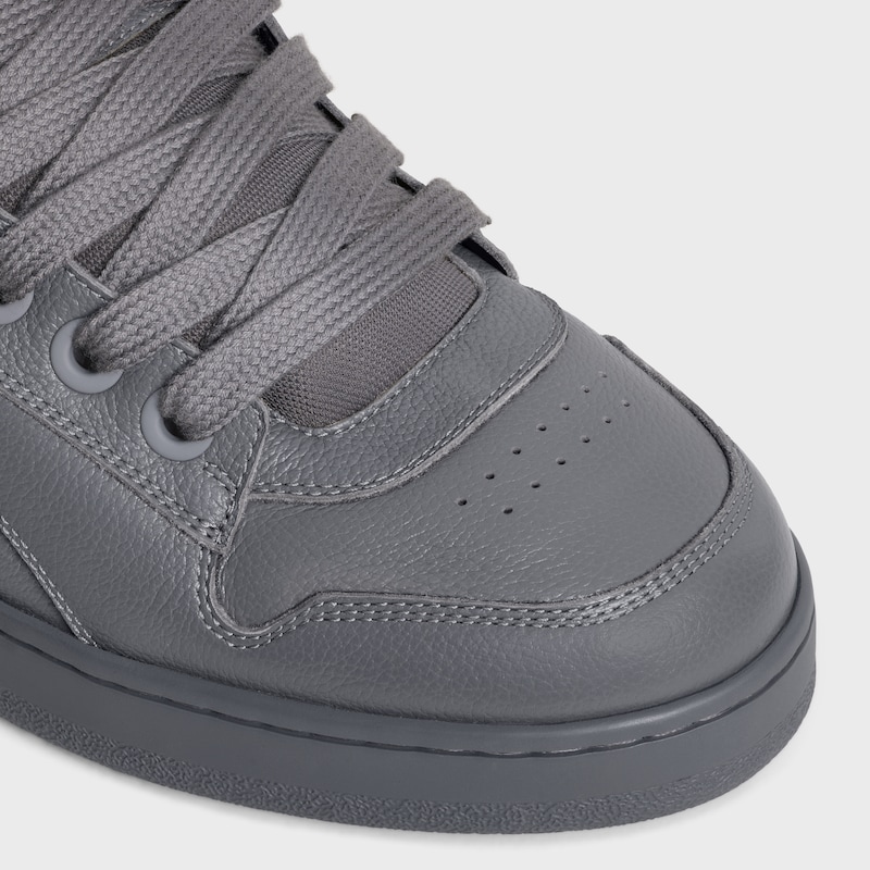 CELINE HUNTINGTON LOW LACE-UP SNEAKER IN TUMBLED LEATHER AND MESH - GREY -  - 1 | CELINE