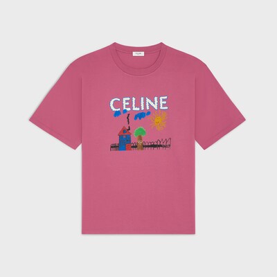 루즈 티셔츠 - 코튼 저지 - 로즈 파세/멀티컬러 -  - 2 | CELINE