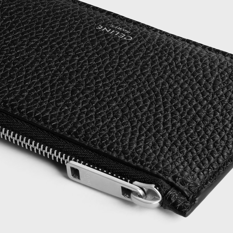 LONG ZIPPED CARD HOLDER IN GRAINED CALFSKIN - BLACK - COIN AND CARD HOLDERS - 1 | CELINE