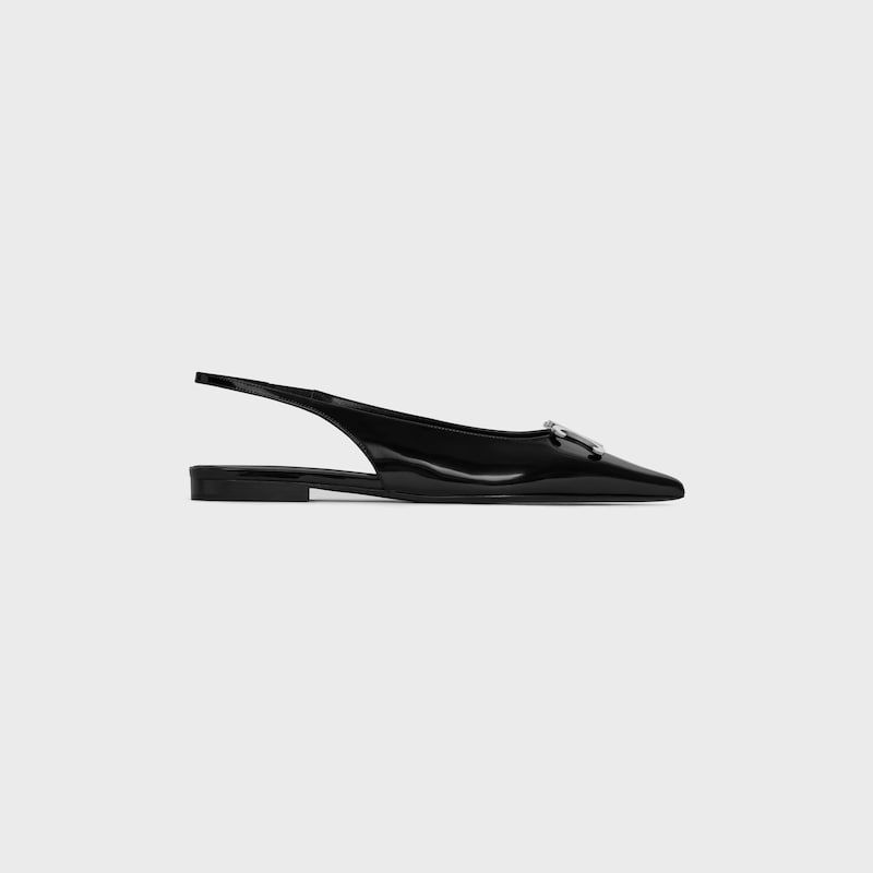 CELINE ALMA TRIOMPHE FLAT SLINGBACK in GLOSSY CALFSKIN - BLACK -  - 1 | CELINE