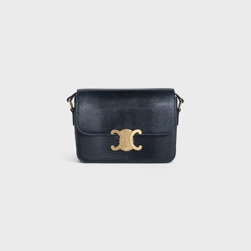 Teen Triomphe Bag in lizard - Navy blue - TRIOMPHE - 1 | CELINE