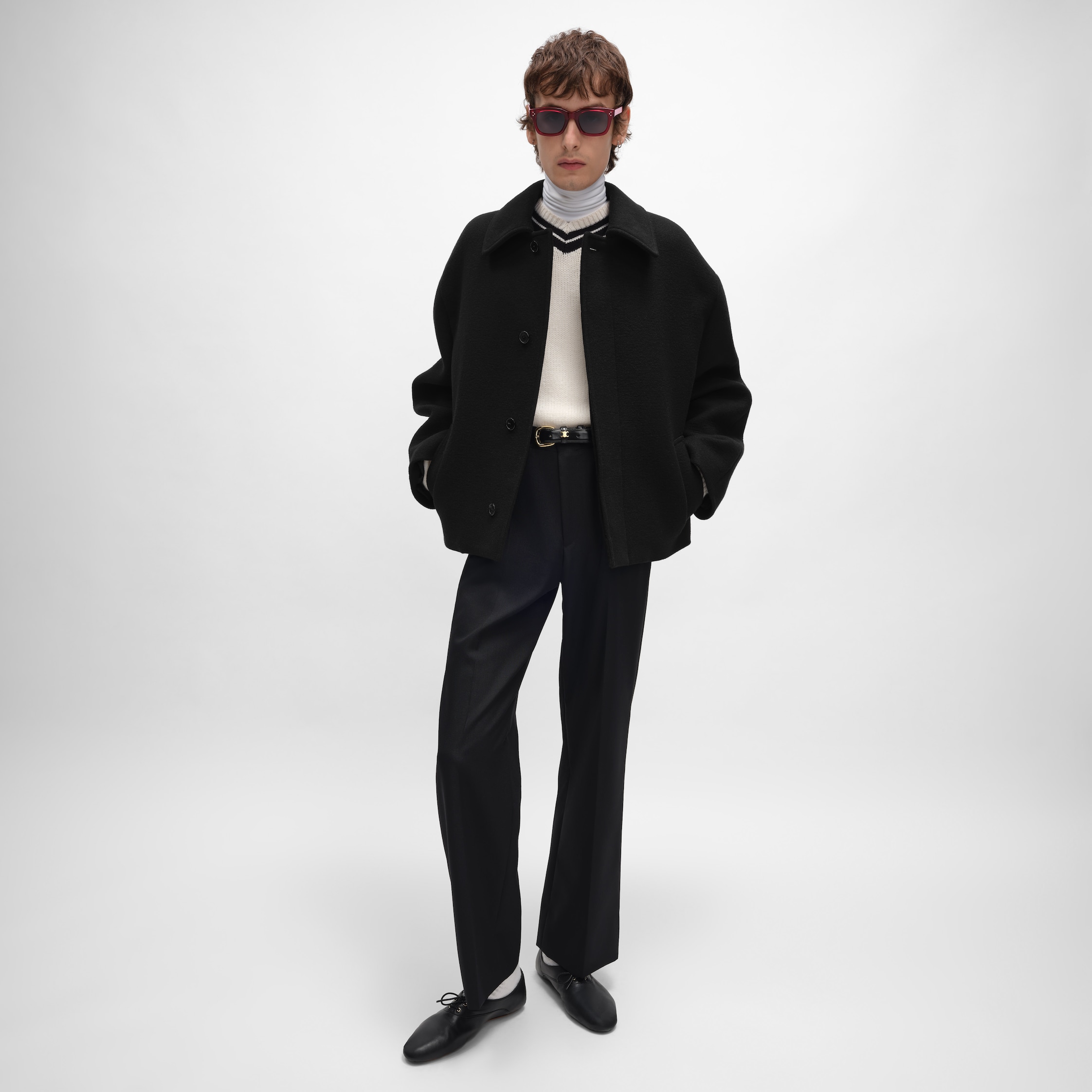 jacket IN DOUBLE-FACE WOOL FELT - BLACK | CELINE