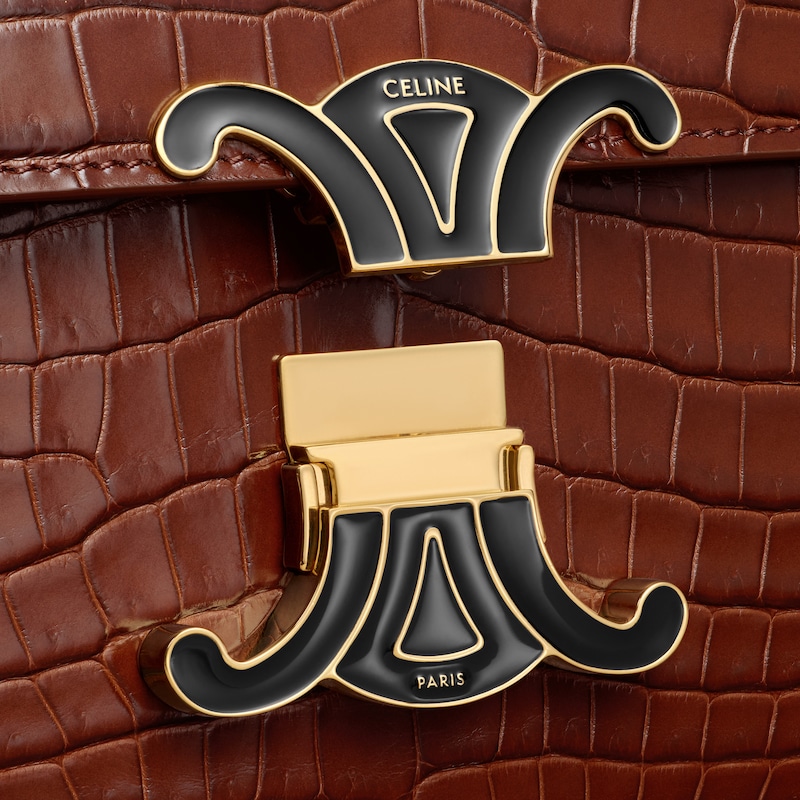 BOLSO TEEN TRIOMPHE DE PIEL DE COCODRILO CON CIERRE DE ESMALTE - MARR&Oacute;N/NEGRO - TRIOMPHE - 1 | CELINE