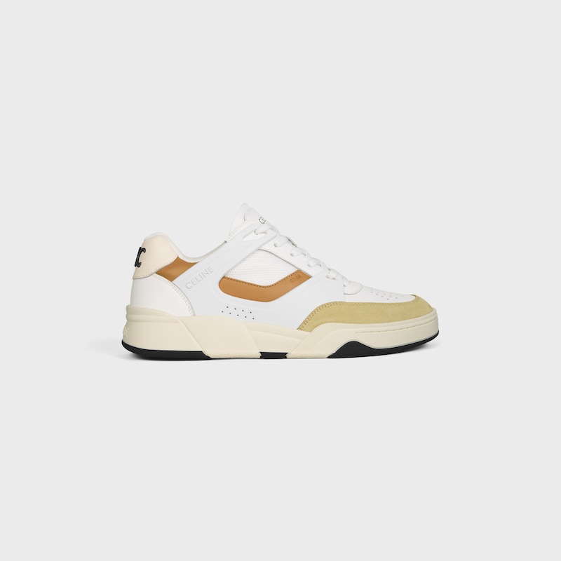 CT-09 TRAINER SNEAKER IN CALFSKIN, SUEDE CALFSKIN AND MESH - CREAM / BROWN -  - 1 | CELINE