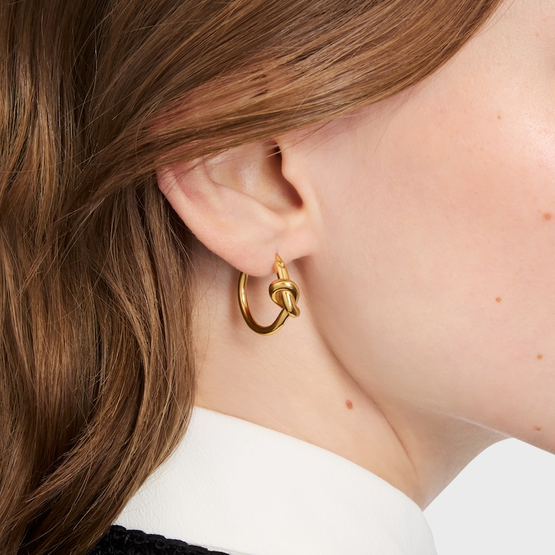 Knot Small Hoops in Brass with Gold finish - Gold - EARRINGS - 1 | CELINE