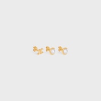 Les Perles Celine Set of 3 Studs in Resin Pearls and Brass with Gold Finish - GOLD / IVORY - EXCLUSIVE SELECTION - 2 | CELINE