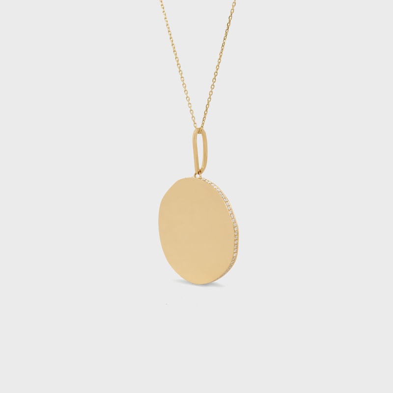 Medaille Celine Large Necklace in Yellow Gold and Diamonds - Yellow Gold and White - NECKLACES - 1 | CELINE