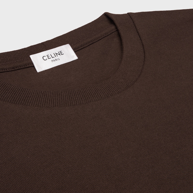 T-SHIRT IN cotton jersey - DARK BROWN / YELLOW -  - 1 | CELINE
