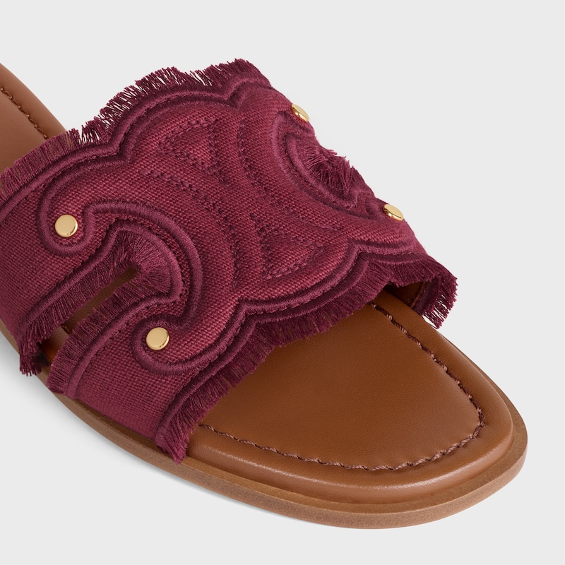CELINE MARINA - MULE IN fringed CANVAS - BURGUNDY -  - 1 | CELINE